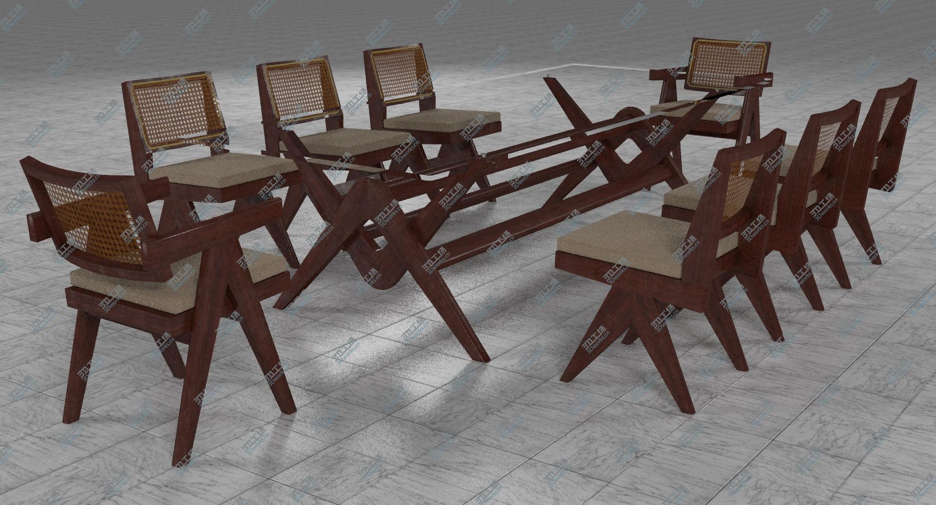 images/goods_img/202105073/3D model Cassina Jeanneret Capitol Complex Glass Table with Office Chair and Mahogany Chair Set/2.jpg